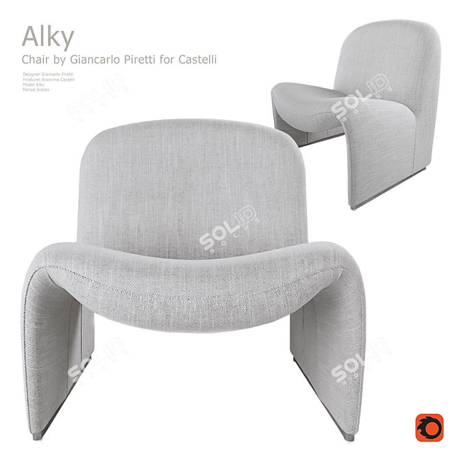 Retro Chic Alky Lounge Chair 3D model image 1