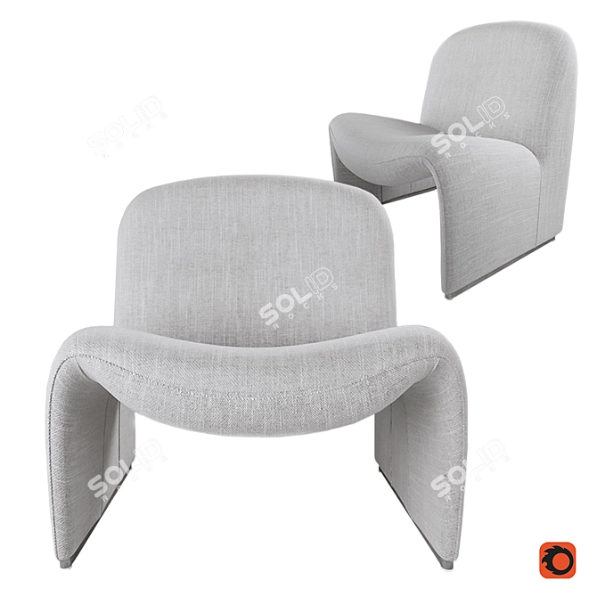 Retro Chic Alky Lounge Chair 3D model image 3