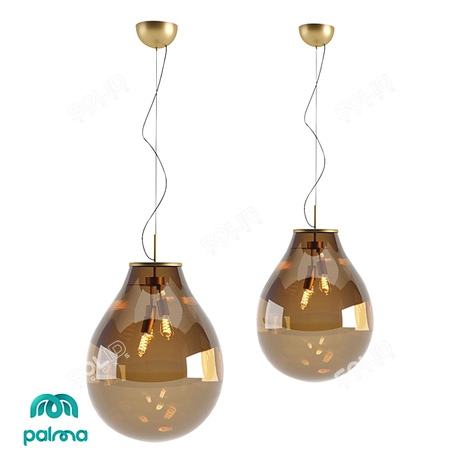 Elegant Glass Pendant Lamp 3D model image 2