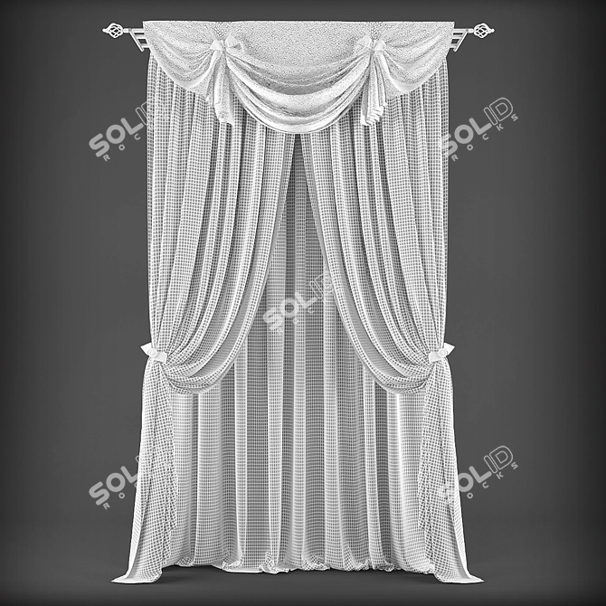 Elegant Window Drapes 3D model image 2