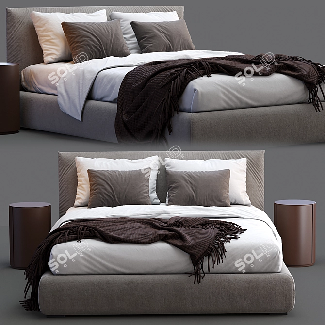 Modern Meridiani Scott Bed 3D model image 3