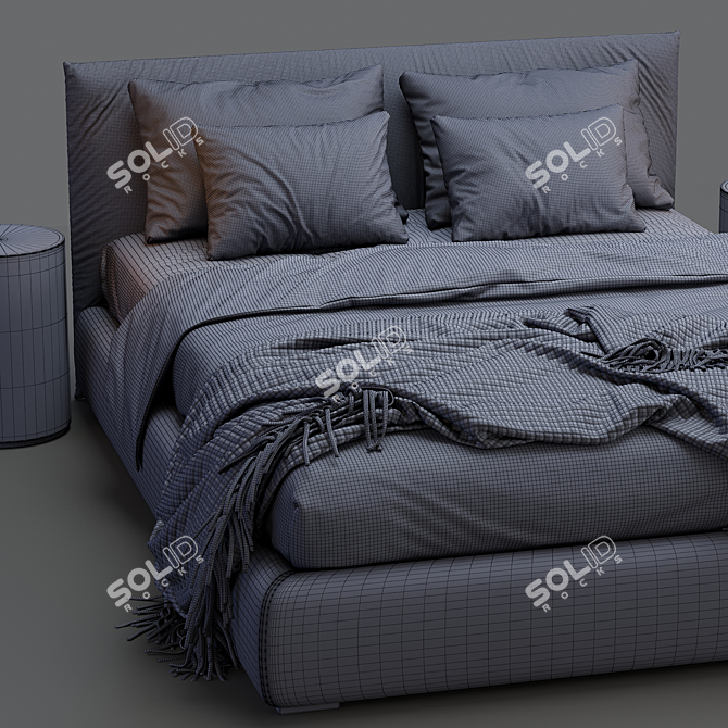 Modern Meridiani Scott Bed 3D model image 5