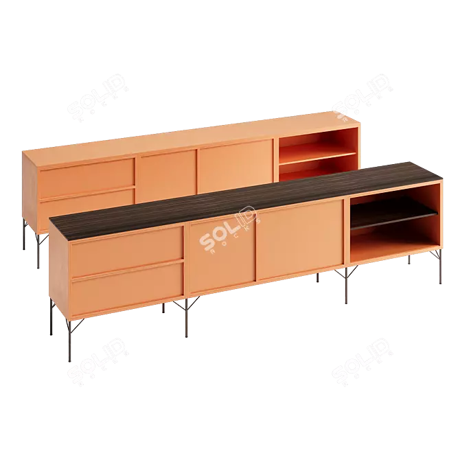 L'Origine PENINSULA Sideboard: Elegant Eucalyptus Wood Design 3D model image 3