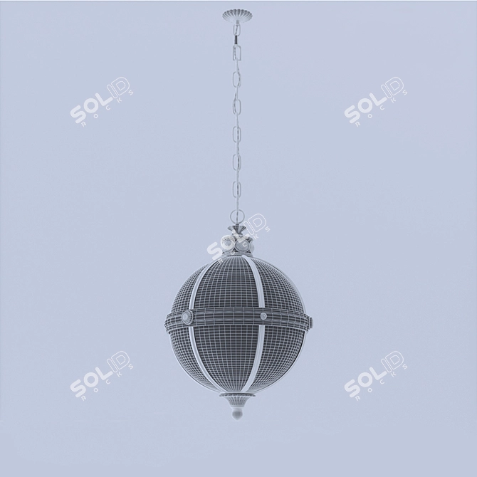 Antique Nickel 4-Light Pendant Chandelier 3D model image 2