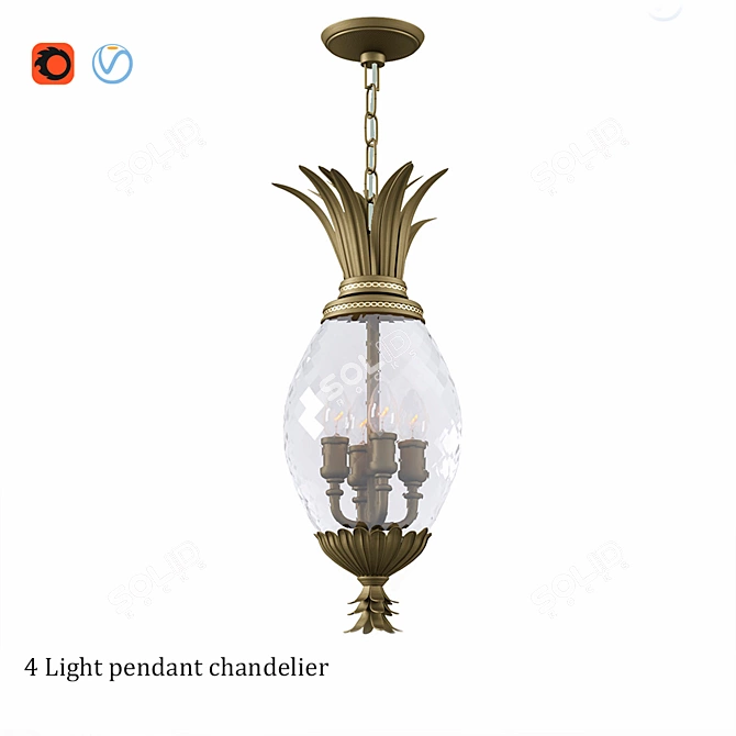 Bronze Patina Pendant Light: Stylish Lighting Solution 3D model image 1