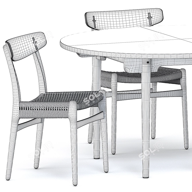 Modern Dining Set: CH337 Table & CH23 Chair 3D model image 5