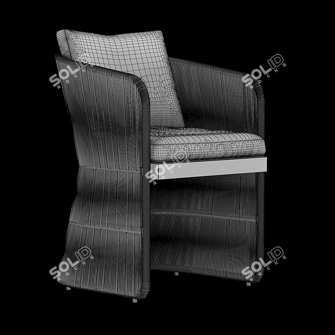 Havana Rattan Armchair 3D model image 4