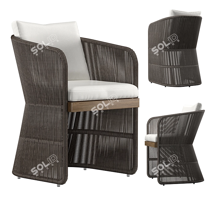 Havana Rattan Armchair 3D model image 10