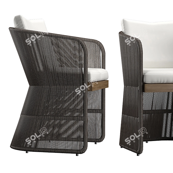 Havana Rattan Armchair 3D model image 12