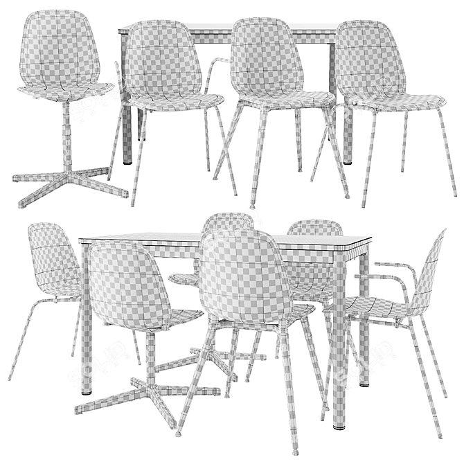 Modern IKEA Table and Chair Set 3D model image 2