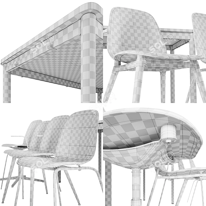 Modern IKEA Table and Chair Set 3D model image 4