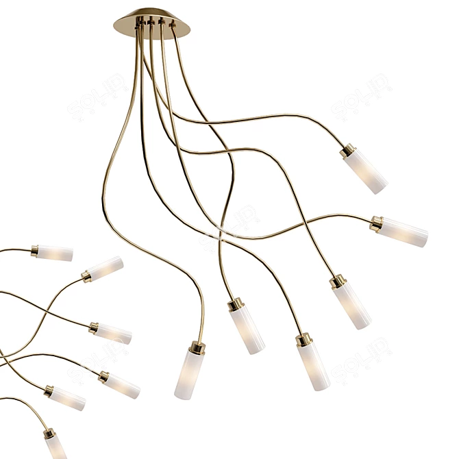 Elegant Flush Mount Chandelier 3D model image 1