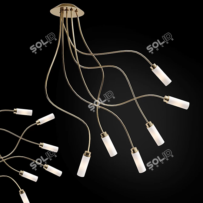 Elegant Flush Mount Chandelier 3D model image 2