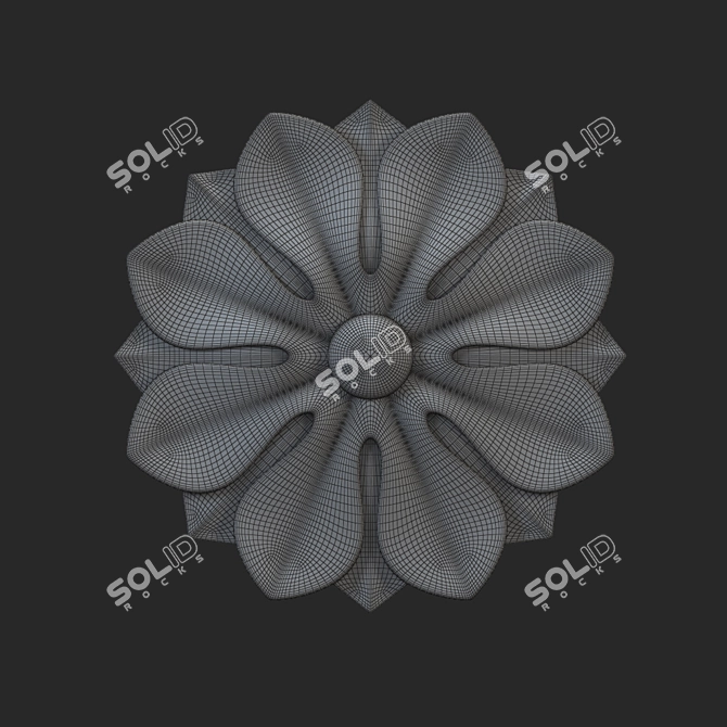 Elegant Carved Rosette Accent 3D model image 3