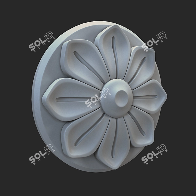 Elegant Carved Rosette 004 3D model image 2