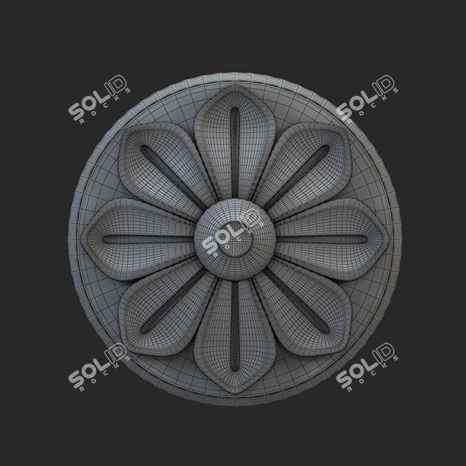 Elegant Carved Rosette 004 3D model image 3