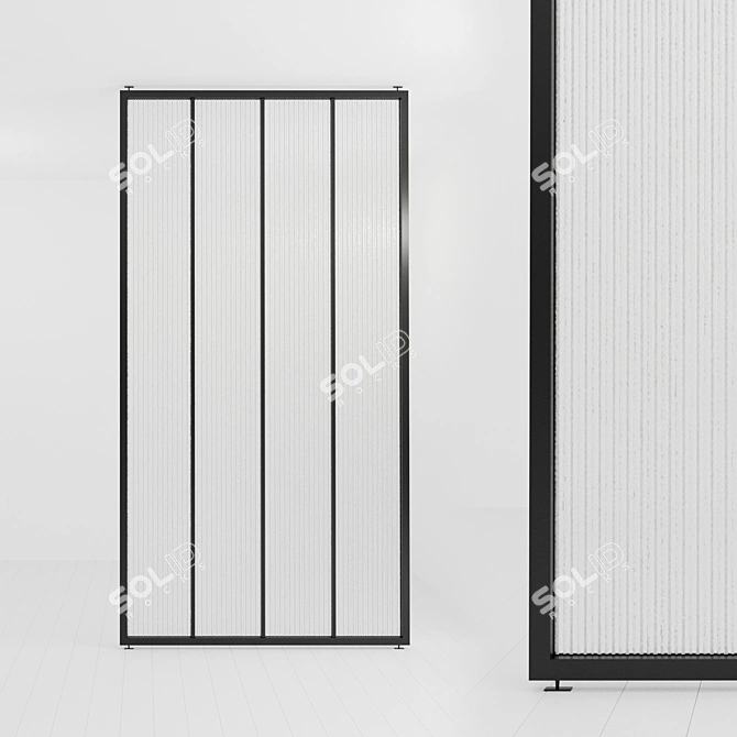 Versatile Glass Partition: Metal Frame, Frosted Glass 3D model image 1