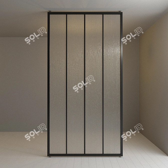 Versatile Glass Partition: Metal Frame, Frosted Glass 3D model image 2