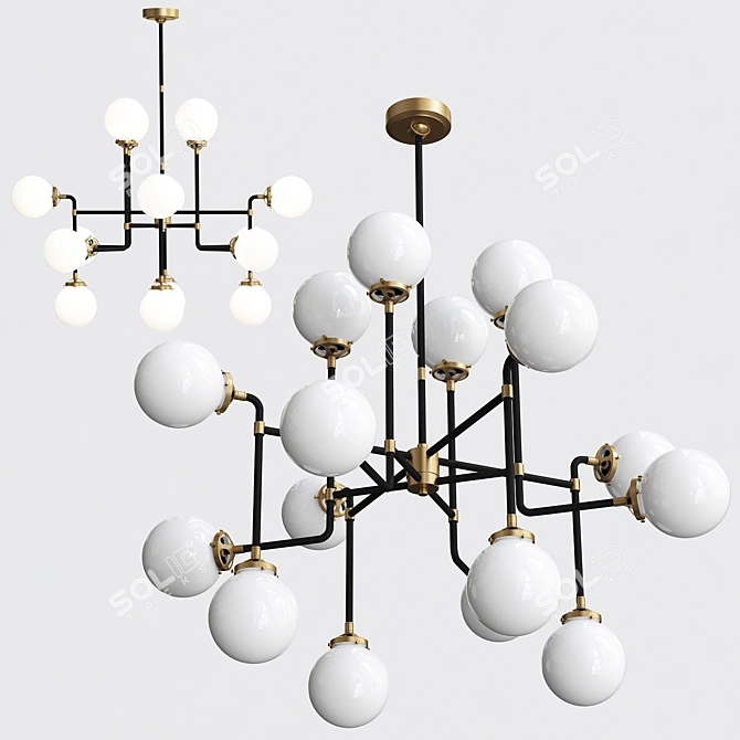 Modern Milk Glass 16-Light Chandelier 3D model image 1