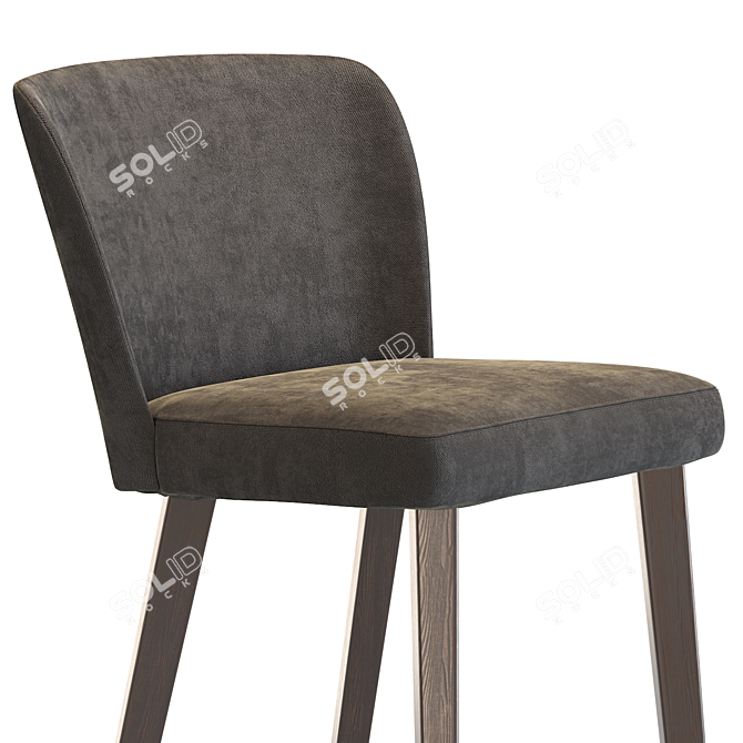 Elegant Upholstered Beech Barstool 3D model image 2