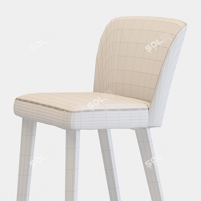 Elegant Upholstered Beech Barstool 3D model image 4