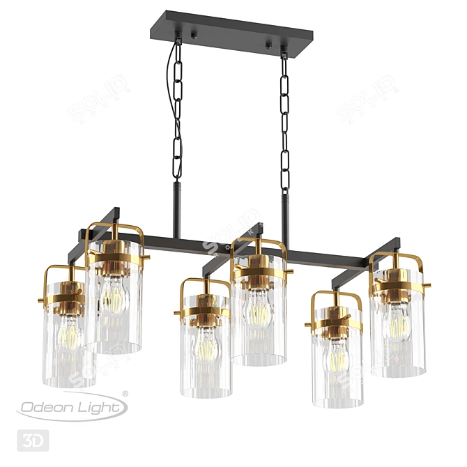 Kovis Black & Gold Chandelier 3D model image 1