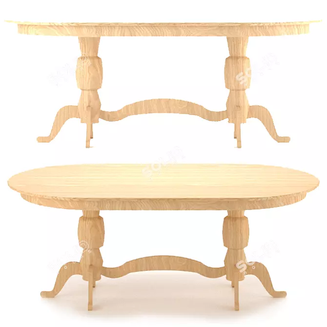 Elegant Oak Dining Table 3D model image 1