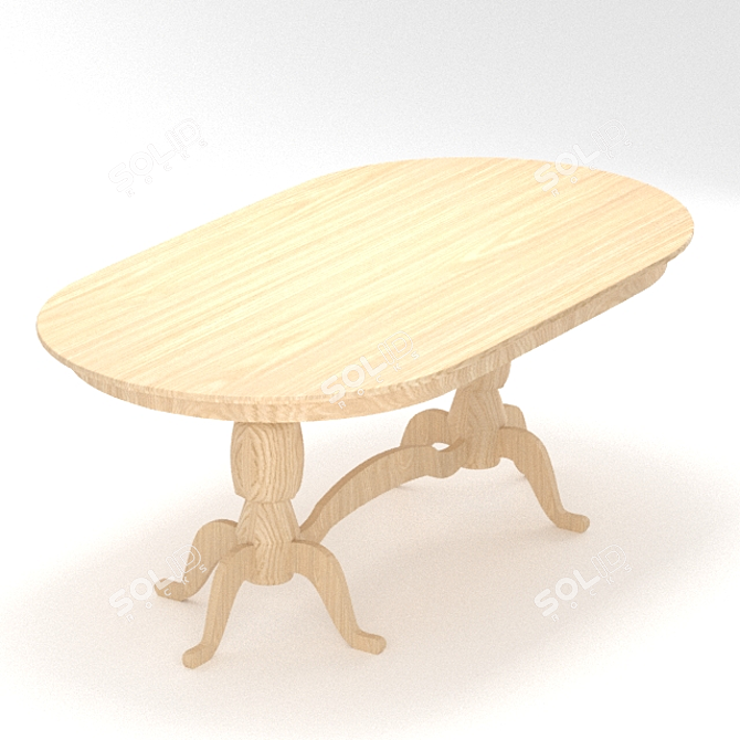 Elegant Oak Dining Table 3D model image 2