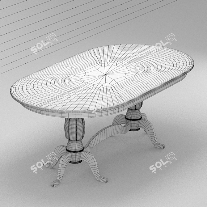 Elegant Oak Dining Table 3D model image 3