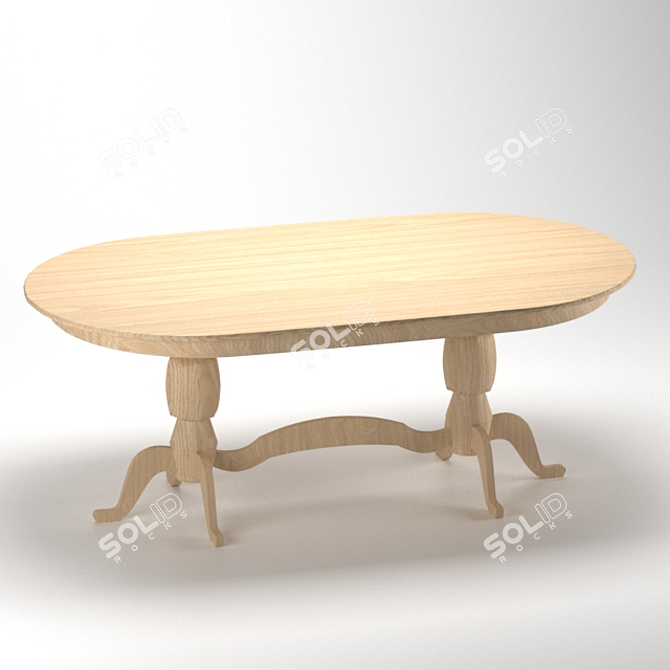 Elegant Oak Dining Table 3D model image 4