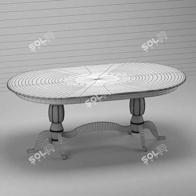 Elegant Oak Dining Table 3D model image 5