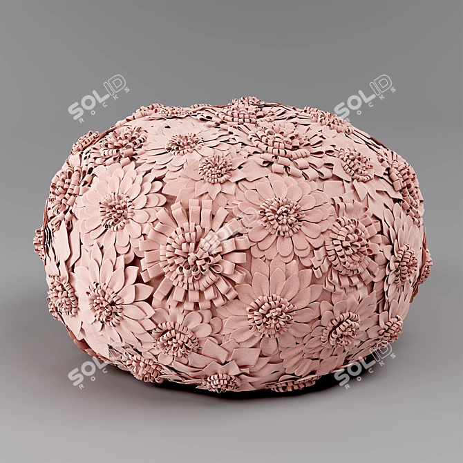 Floral Wool Pouf: Restoration Hardware 3D model image 1