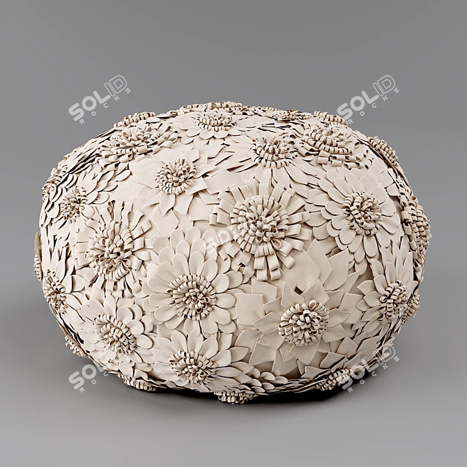 Floral Wool Pouf: Restoration Hardware 3D model image 2