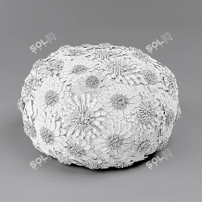 Floral Wool Pouf: Restoration Hardware 3D model image 5