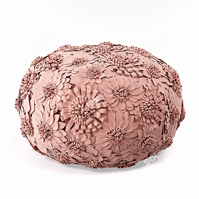 Floral Wool Pouf: Restoration Hardware 3D model image 6