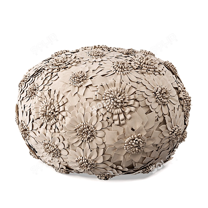 Floral Wool Pouf: Restoration Hardware 3D model image 7