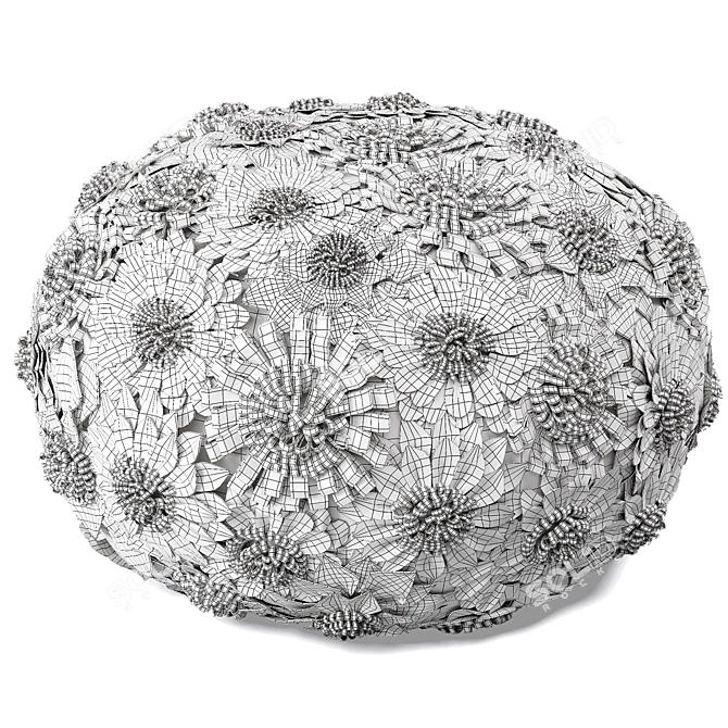 Floral Wool Pouf: Restoration Hardware 3D model image 10