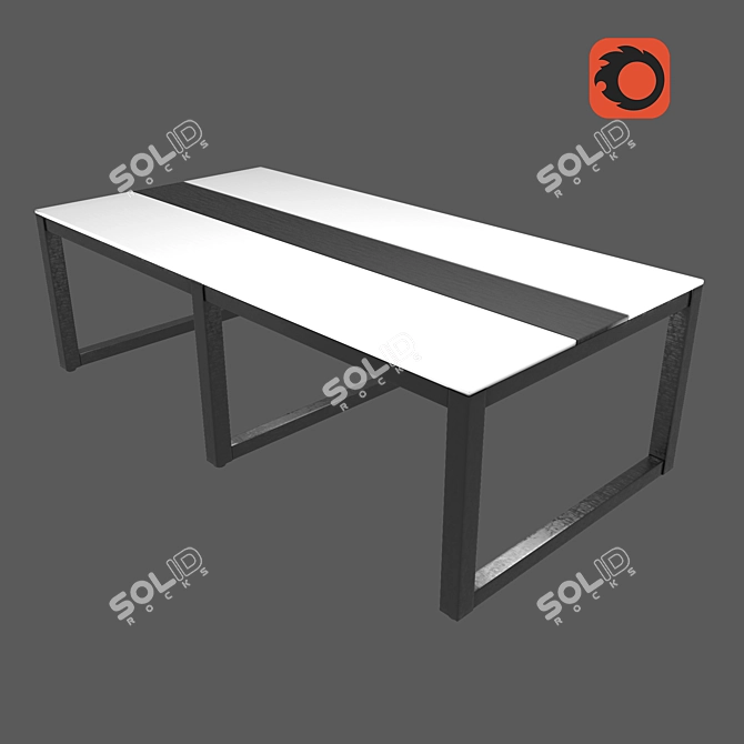 Modern Metal Frame Conference Table 3D model image 1