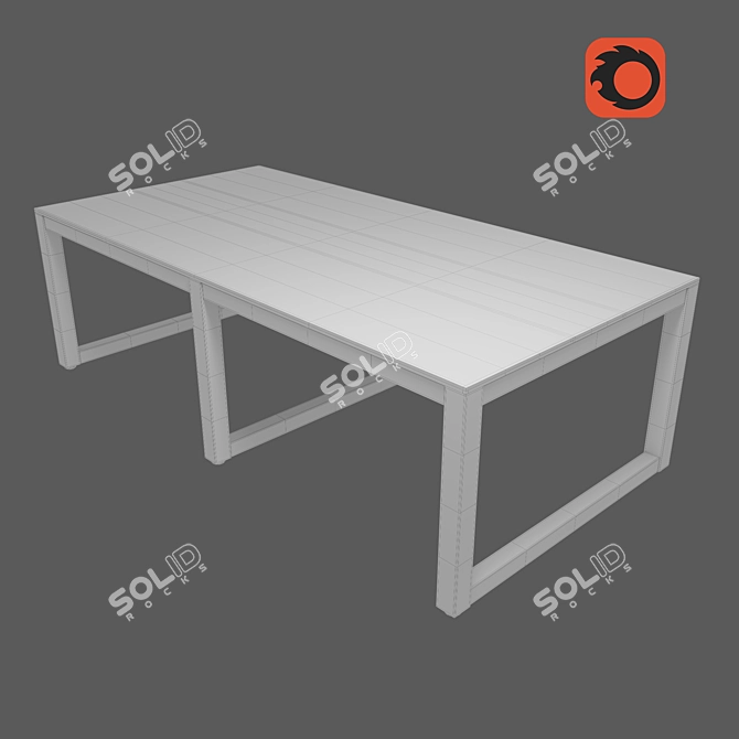 Modern Metal Frame Conference Table 3D model image 3