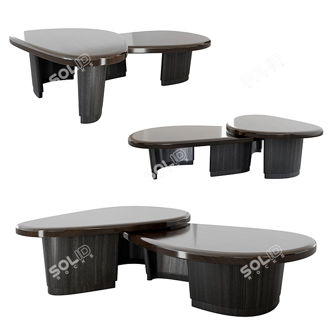 Nautical Charm Cedar Coffee Table 3D model image 1