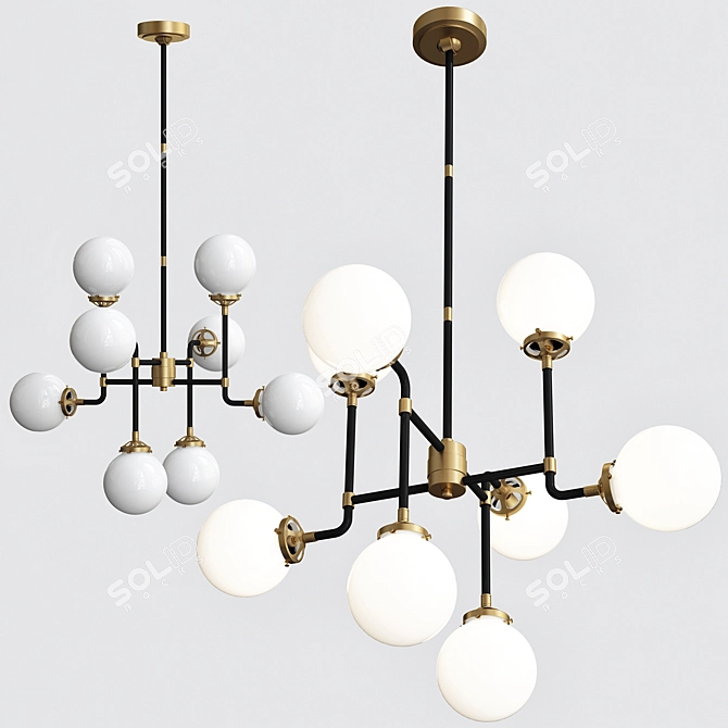 Elegant RH Bistro Milk Glass Chandelier 3D model image 1