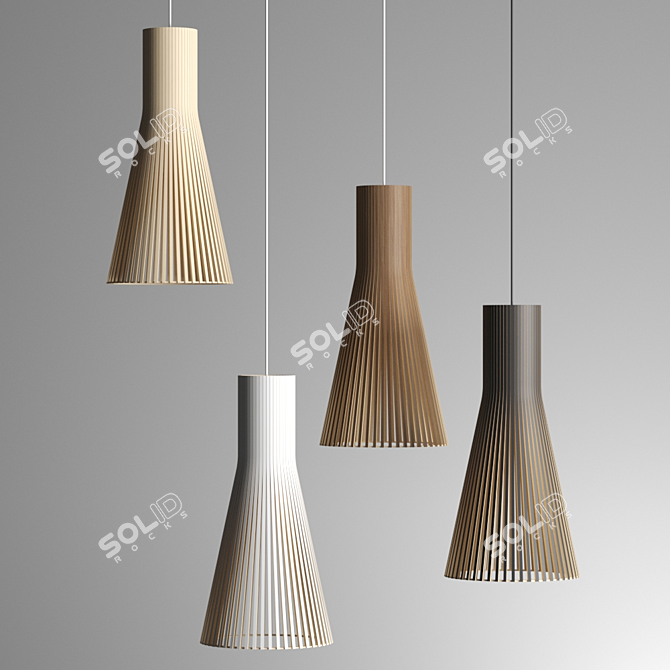 Sleek Birch Pendant Lamp 3D model image 1