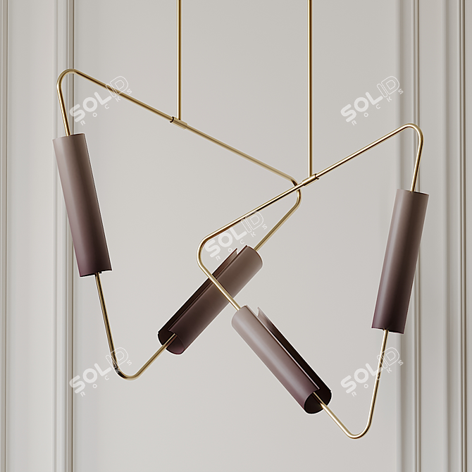 Muse Pendant: Brushed Brass Elegance 3D model image 2