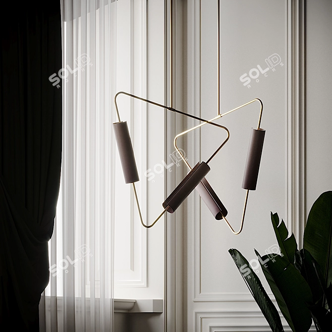 Muse Pendant: Brushed Brass Elegance 3D model image 4