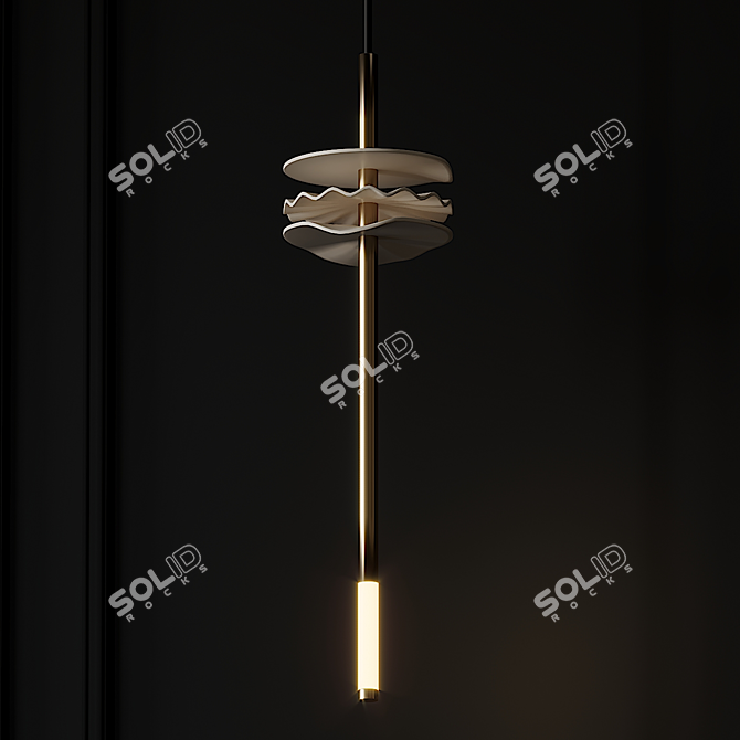 Porcelain and Brass Needle Pendant 3D model image 3