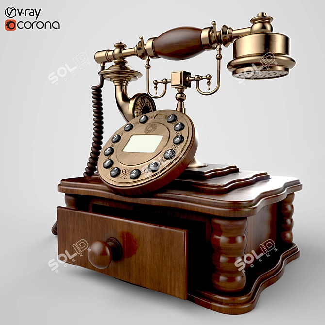 Vintage Rustic Telephone 3D model image 1