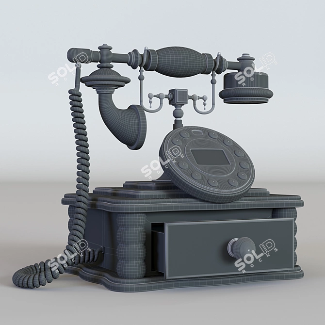 Vintage Rustic Telephone 3D model image 4