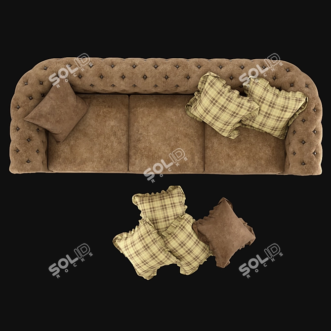 Luxurious Brown Leather Sofa 3D model image 5