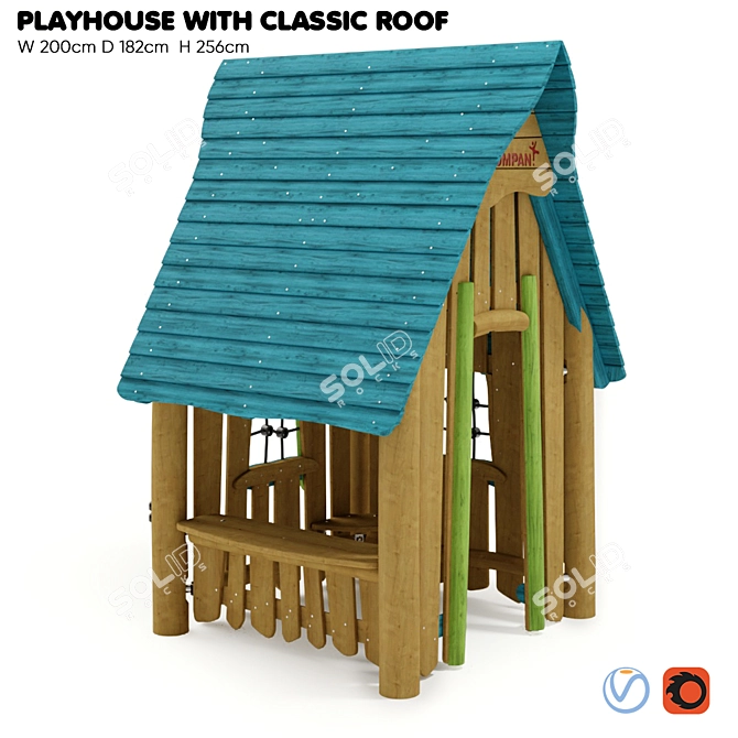 Kompan Playhouse: Classic Roof 3D model image 1