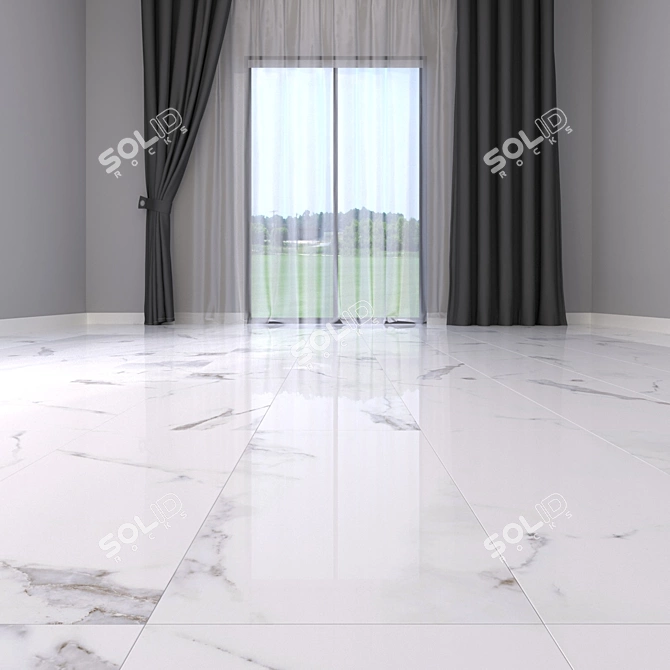 Classic Calacatta White Marble Floor Set 3D model image 2